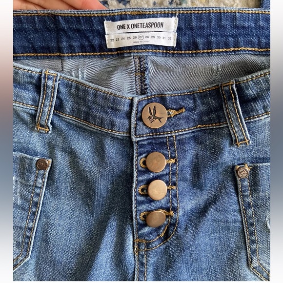 One Teaspoon Super Dupers Slim Leg Cropped Jean Super Low Waist Size 27 - Picture 5 of 9